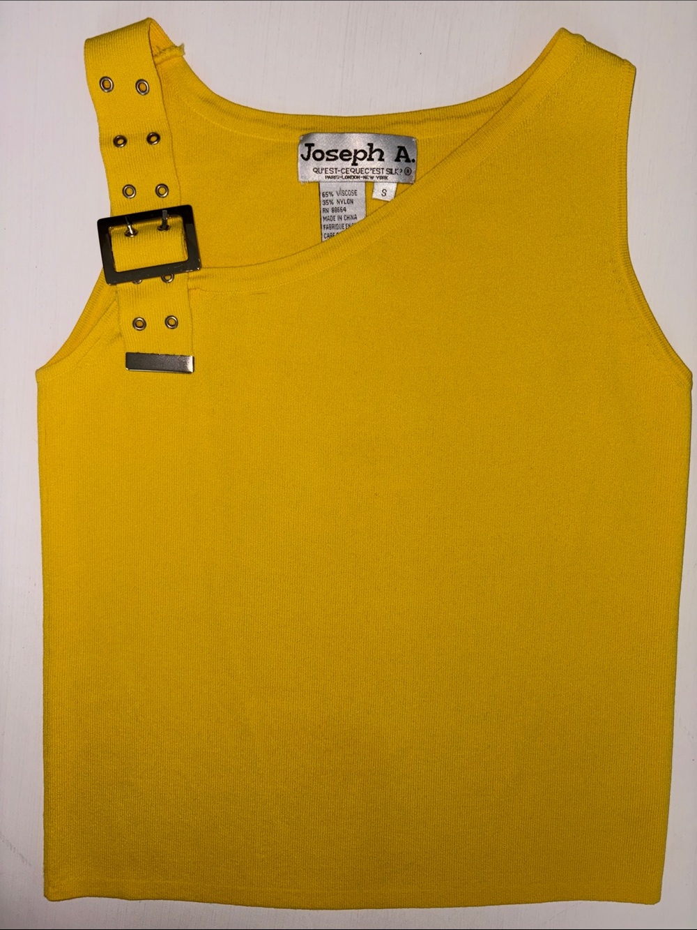 Joseph A. Yellow One-Shoulder Tank with Buckle Detail